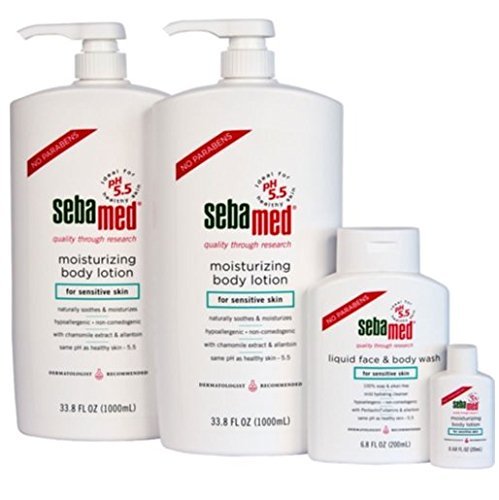 Sebamed Moisturizing Body Lotion(33.8ozx2) with Bonus Wash(6.8oz) and Travel Size Lotion(0.68oz)