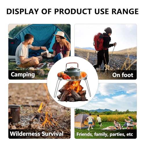 RROMATELX Small Folding Camping Grill,304 Stainless Stee Portable Camping Stove,Campfire Grate,Heavy Duty Rack Camping with Carrying Bag for Outdoor Cooking Backpacking Hiking Picnic BBQ