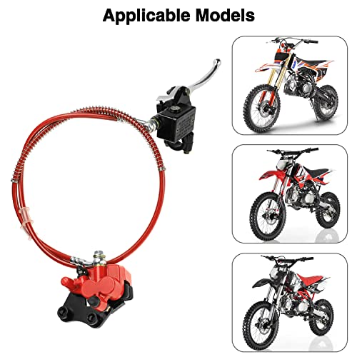 Fvrito Front Disc Hydraulic Brake Master Cylinder Caliper Handle Lever Line Assembly With Brake Pads For 50Cc 70Cc 90Cc 110Cc 125Cc Ssr Taotao Apollo Coolster Moped Scooter Chinese Pit Dirt Bike Red #TOP4