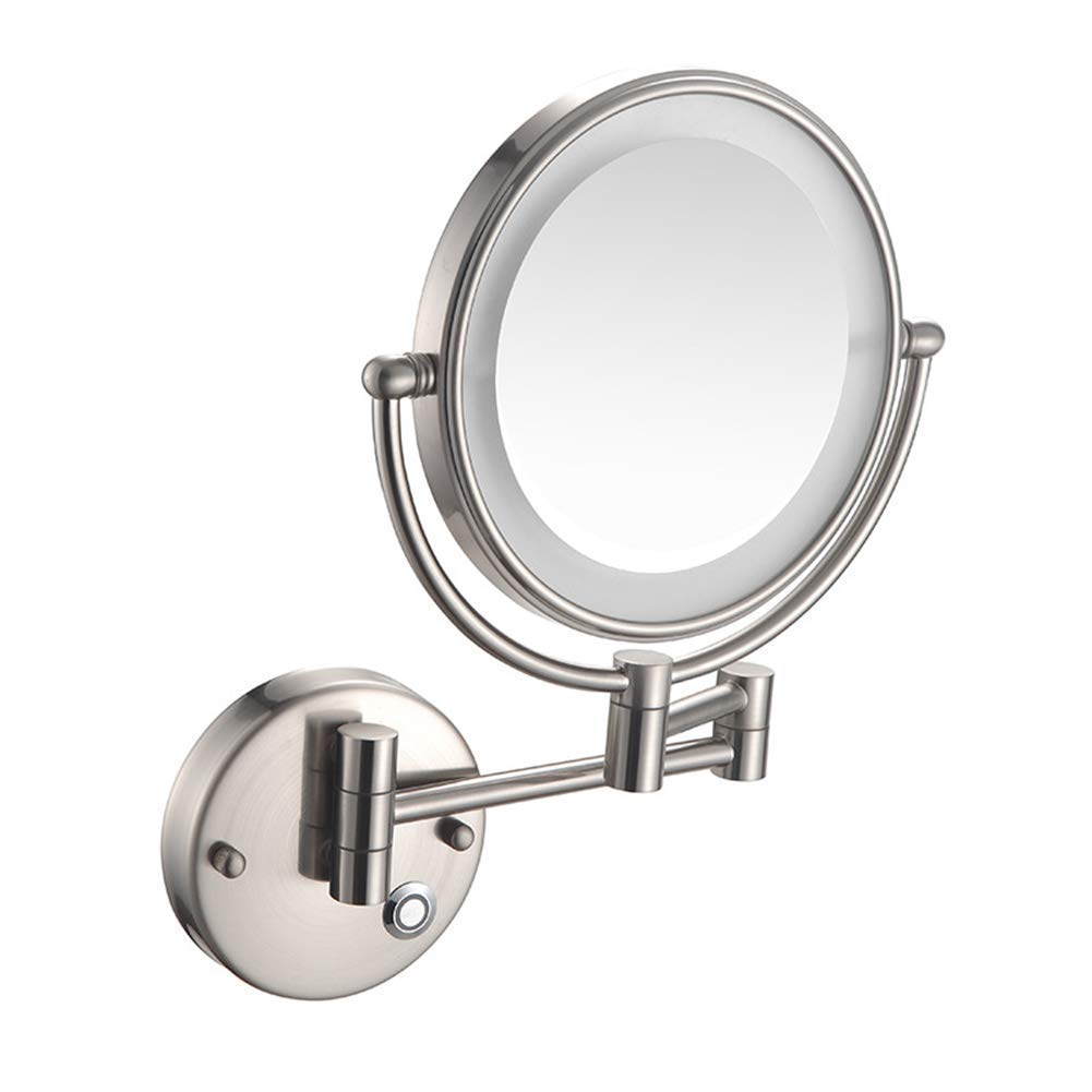 Miroir LED de salle de bain 5X avec bras télescopique et commande tactile