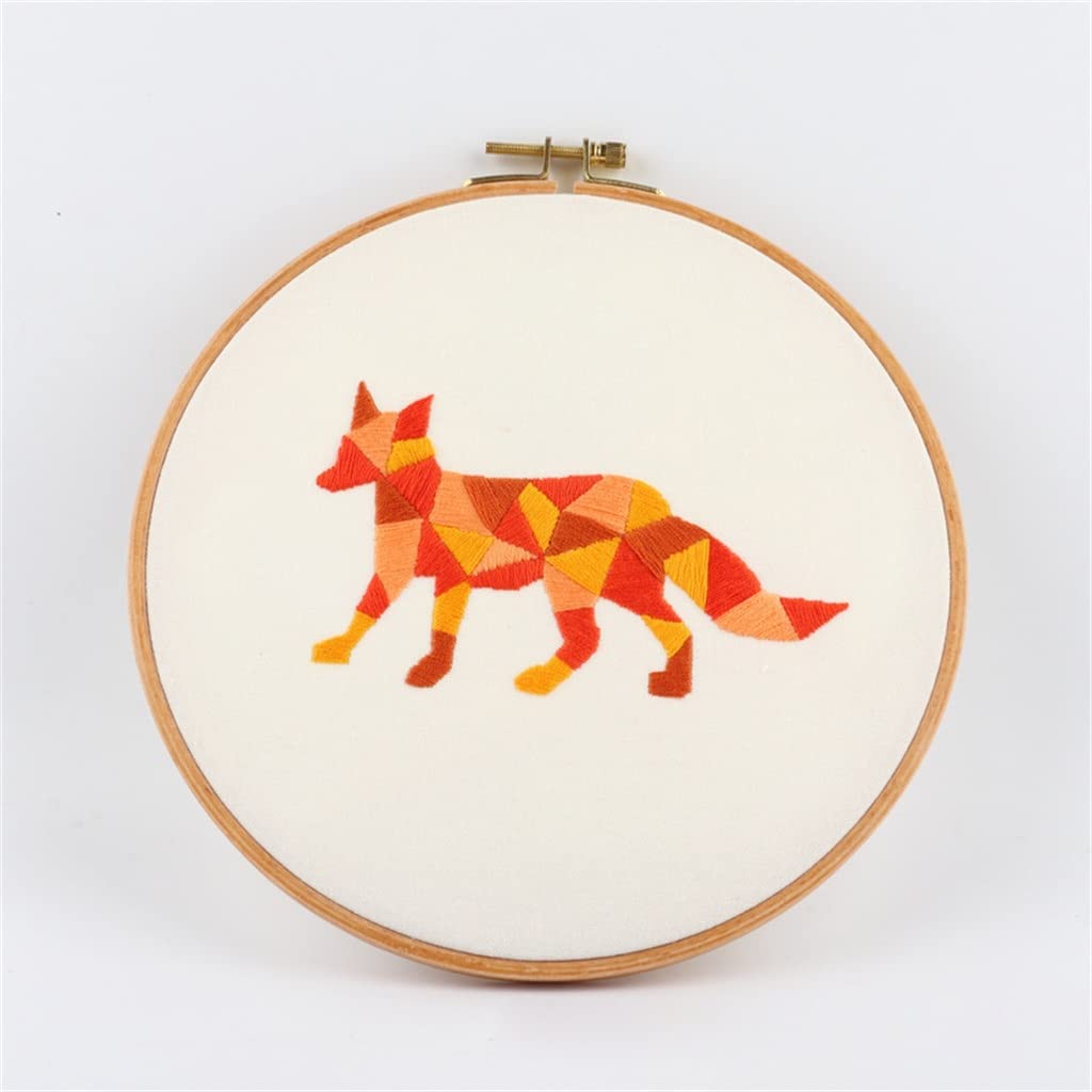 MRKU Soporte para Bastidor de Bordado DIY, Kit de Punto de Cruz, Kit geométrico de Animales, Adorable Zorro y Tigre, Manualidades para Principiantes.