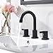 Phiestina 8 Inch 3-Hole Low-Arch 2-Handle Widespread Bathroom Faucet with Valve and Metal Pop-Up Drain Assembly,Matte Black, WF15-1-MB
