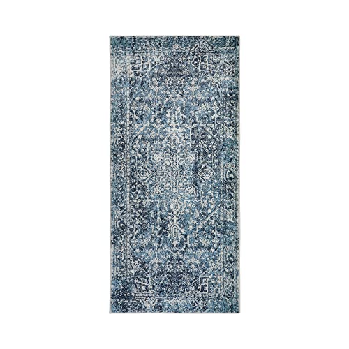 Morebes Persian Vintage Runners For Hallways, 2X4.3 Washable Small Throw Rugs Soft Bath Front Door Mat Non Slip Runner Rug, Medallion Blue Area Rug Indoor Carpet Runner For Entryway Kitchen #TOP6
