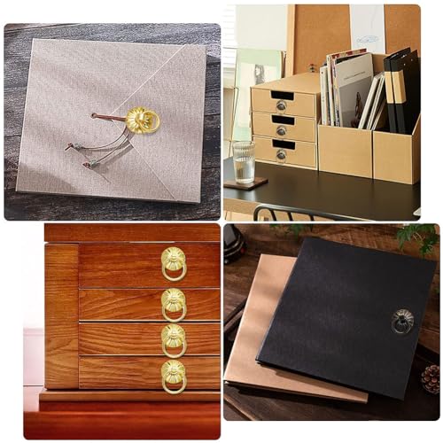Image of GORGECRAFT 40PCS 4 Styles Metal Brad Fasteners Small Ring Pulls Flower Handle Rings Mini Brad Paper Fastener for Decorative Jewelry Box Chest Drawer Cabinet Mini Journals Storage Decoration