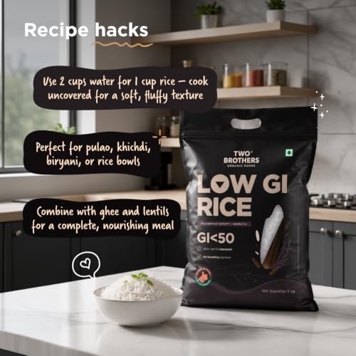 Image of Two Brothers Organic Farms Kalanamak Rice 5KG | Low GI, Diabetic-Friendly Native Rice | Rich in Iron & Zinc | Gut Nourishing, Perfect for Pulao, Biryani & Curries