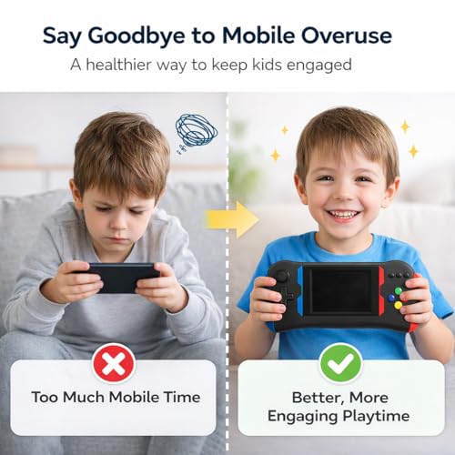 Image of Casaquin X7M Retro Video Game Console, 500 in 1 Games, Handheld Console with TV Output, Dual Controllers, 2 Player Gaming System, Portable for Kids and Family, Black, Standard Size