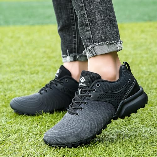Image of Men's Trail Running Shoes Lightweight Breathable Walking Hiking Sneakers Outdoor Athletic Tennis Cross Training Shoes