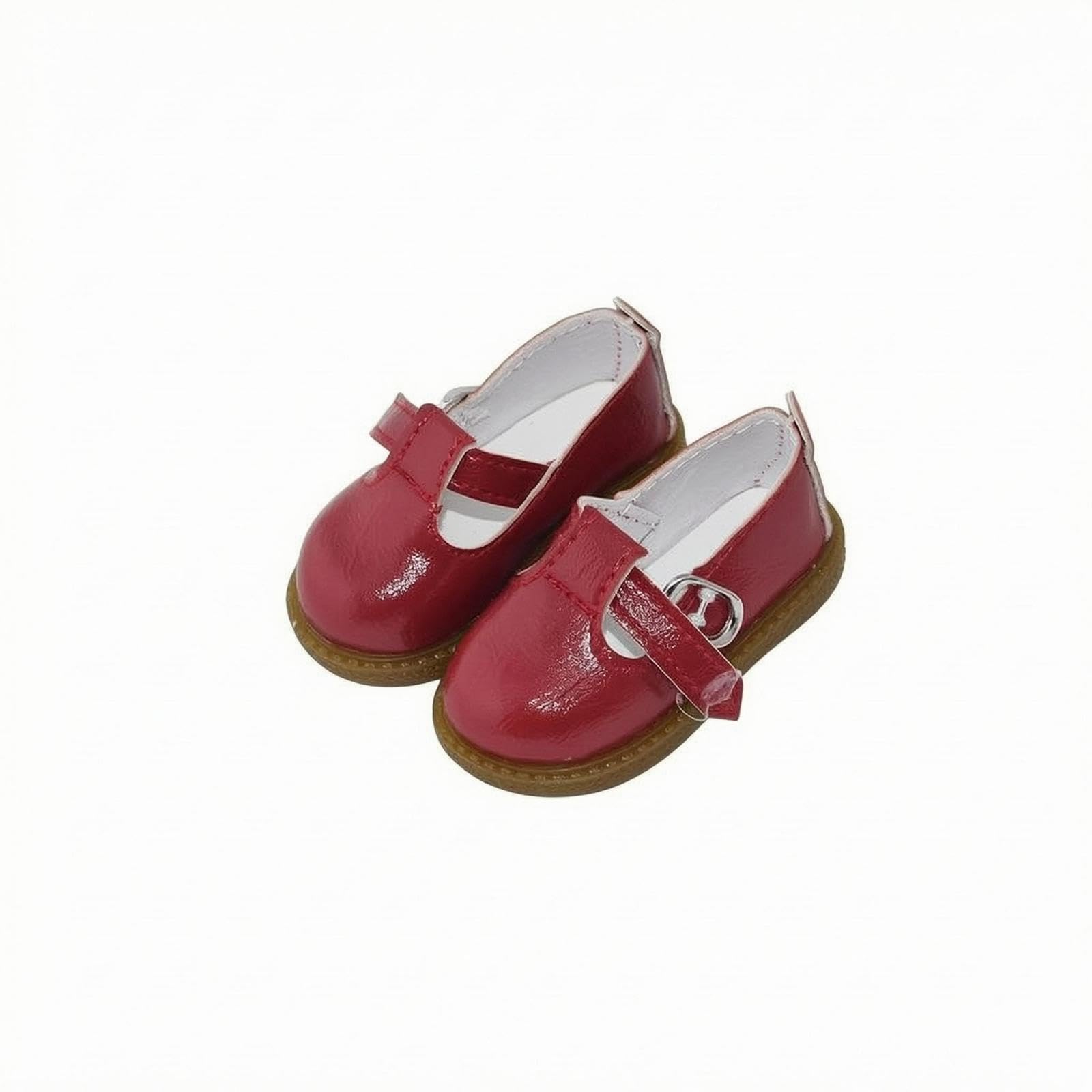 Low-Cut BJD Shoes Brown Sole Strap Buckle Doll Shoes Rounded Toe Red F Style-image-6