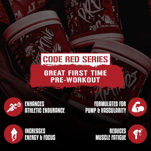 Image of 5% Nutrition Code Red Series Pre Workout Powder for Men & Women | Energy, Pump, Power, Protein Synthesis & Focus | 300mg Caffeine, L-Citrulline, Glycerol, Taurine, Alpha GPC, Huperzine (Fruit Punch)