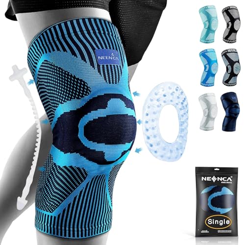 Image of NEENCA Professional Knee Brace, Compression Knee Sleeve With Patella Gel Pad & Side Stabilizers, Knee Support Bandage For Pain Relief, Medical Knee Pad (Light Blue, Xl)