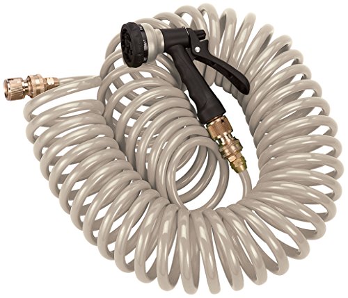 Orbit 27683 50-Foot Coil Hose with Nozzle, Tan