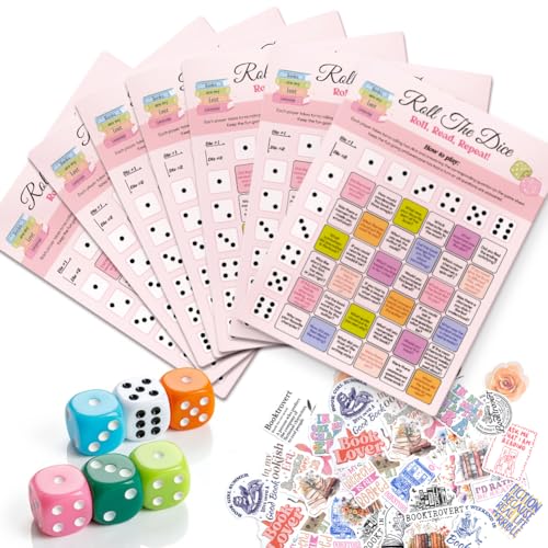 KACIOLA STUDIO 24PCS Book Club Dice Game, Reading Group Book Club Icebreaker Meeting Party Games Activity Discussion Cards for Adults Booklovers Gifts