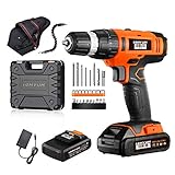 El paquete incluye - 1*21V Taladro + 2*2,0Ah Lion Batería + 1*Maletin de transporte + 1*Un eje de taladro hexagonal flexible + 27 Accesorios Versátiles+ SIN RIESGO DE GARANTÍA! podemos ofrecer garantía de 2 año y si dentro de los 30 dias ,usted no esta satisfecho,enviar de vuelta productos para un reembolso completo 100%.