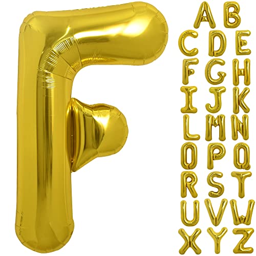 Image of TONIFUL 40 Inch Gold Letter F Balloons, Helium-Filled Foil Mylar Big Balloons for 2026 New Year Eve Graduation Wedding Baby Shower Birthday, Anniversary Decorations