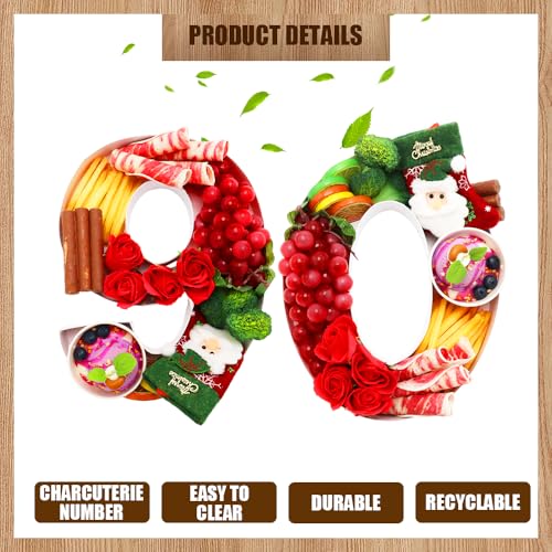 Image of 12 inch Fillable Number Paper Mache Cardboard Cutouts Sweet Charcuterie Board Tray(White, 60&90 Shape)