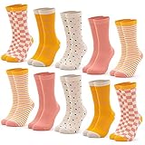 Occulto CALCETINES para MUJER (10 Pares, Modelo: Lotte) multicolor de ALGODÓN, lindos CALCETINES MUJER con RAYAS y MOTIVOS, CALCETINES MUJERES de Colores 35-38 Naranja