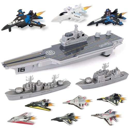 WASK Army Toys for Boys - Launching Military Aircraft Carrier Toys Set Military Naval Ship with...