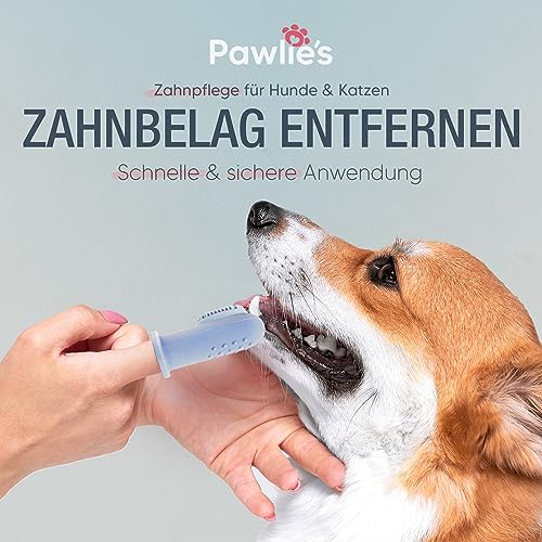 Pawlie's Zahnbürste für Hunde und Katzen | Praktische Hundezahnbürste Fingerling zur Zahnpflege | Zähne putzen Hund - Cat & Dog Toothbrush | Fingerzahnbürste Welpen | Hunde Zahnpflege (2 Stück)