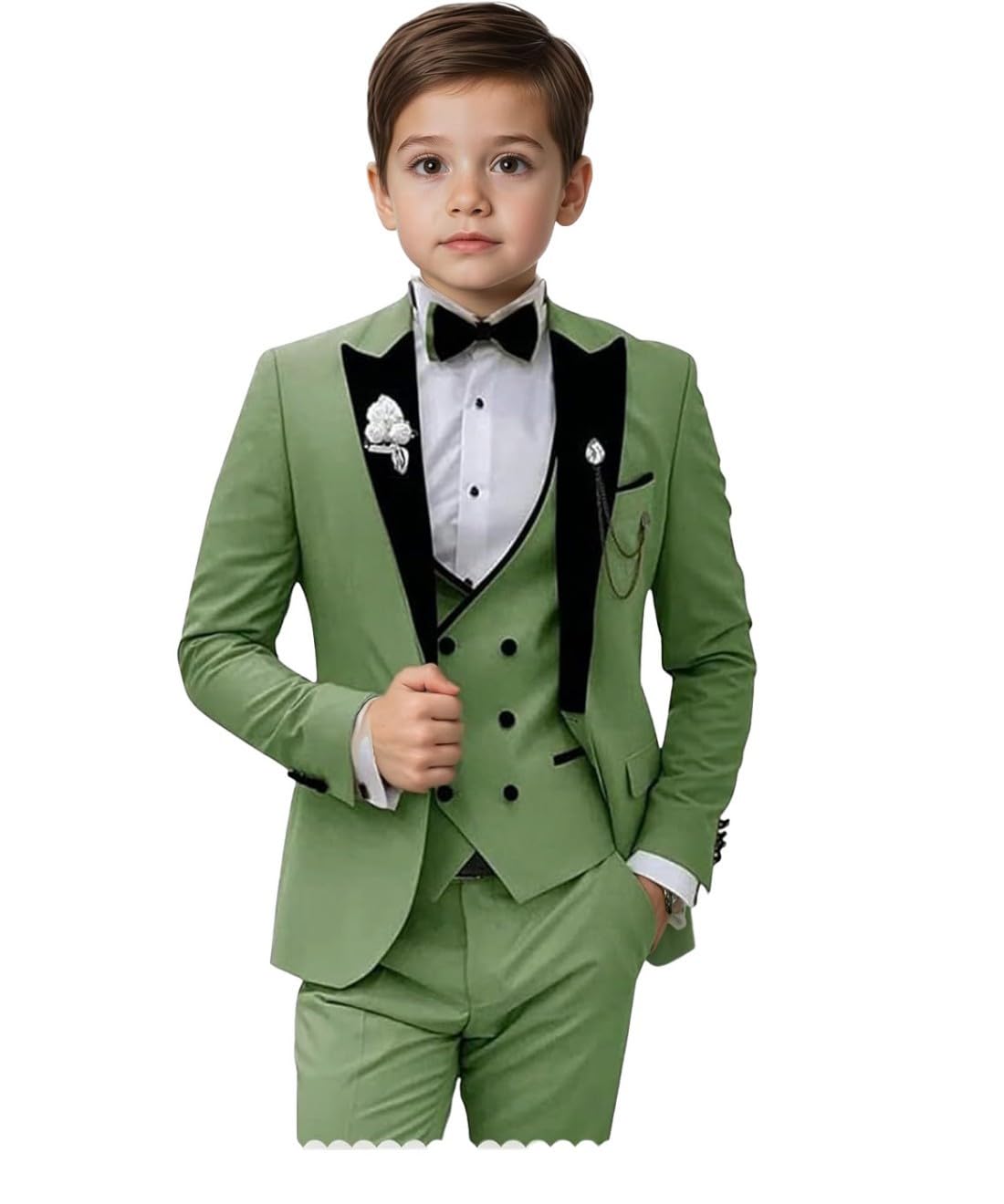 Smokinganzug für Jungen, schmale Passform, Hochzeits-Outfit, 3-teilig, für Kinder, formelle Smokingjacke, Weste, Hose, Partyanzug