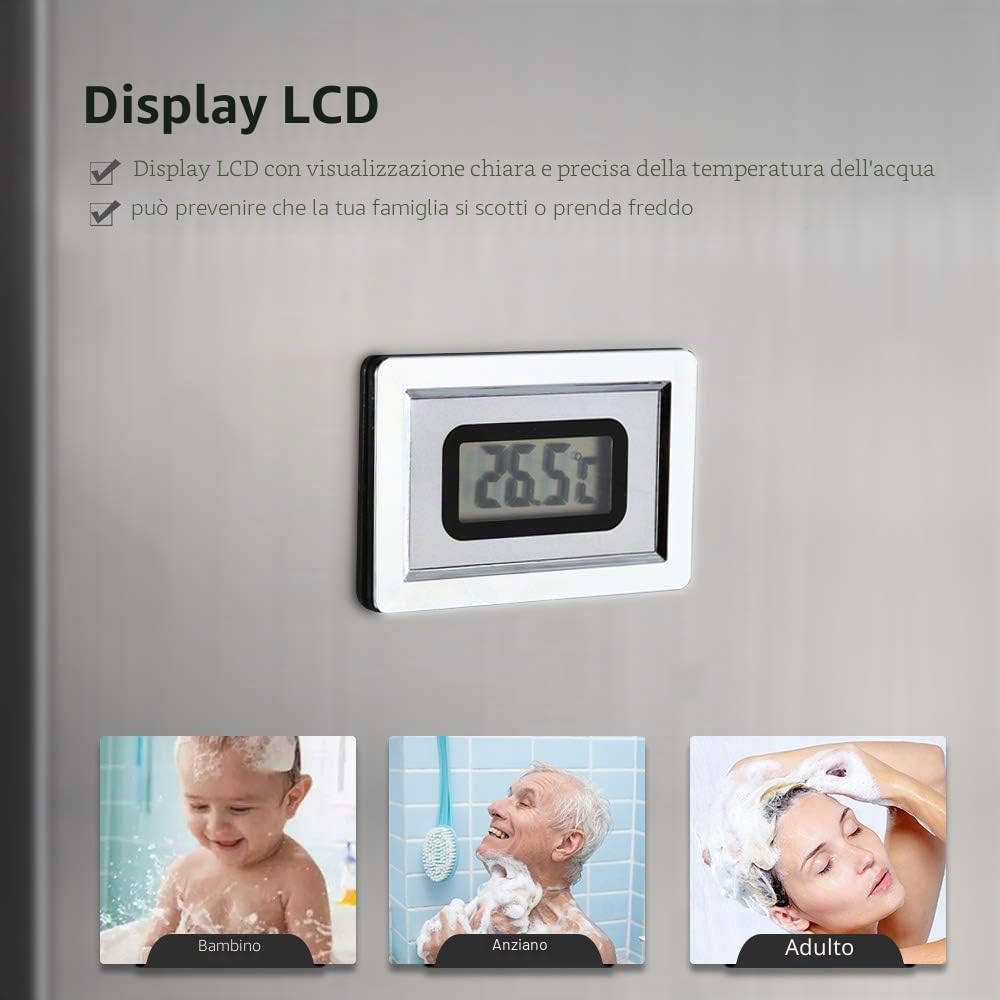 Auralum Colonna Doccia Idromassaggio 4 Funzioni con Soffione Doccia e Doccetta, Pannello Doccia Idromassaggio con Display LCD, Pannello Doccia con Miscelatore in 304 Acciaio Inox per Bagno