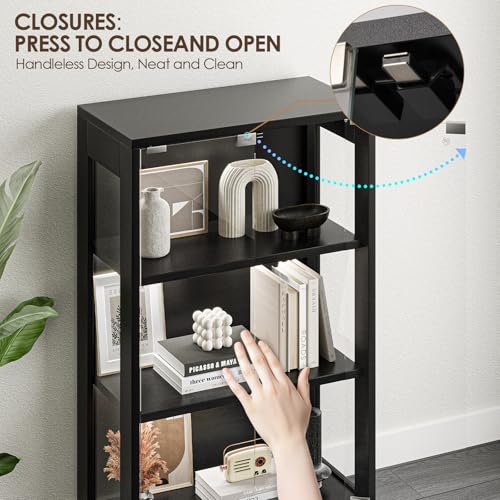 image for Airynee Display Cabinet with Glass Doors 4-Tier, 7 Vibrant Colors 3 Dy