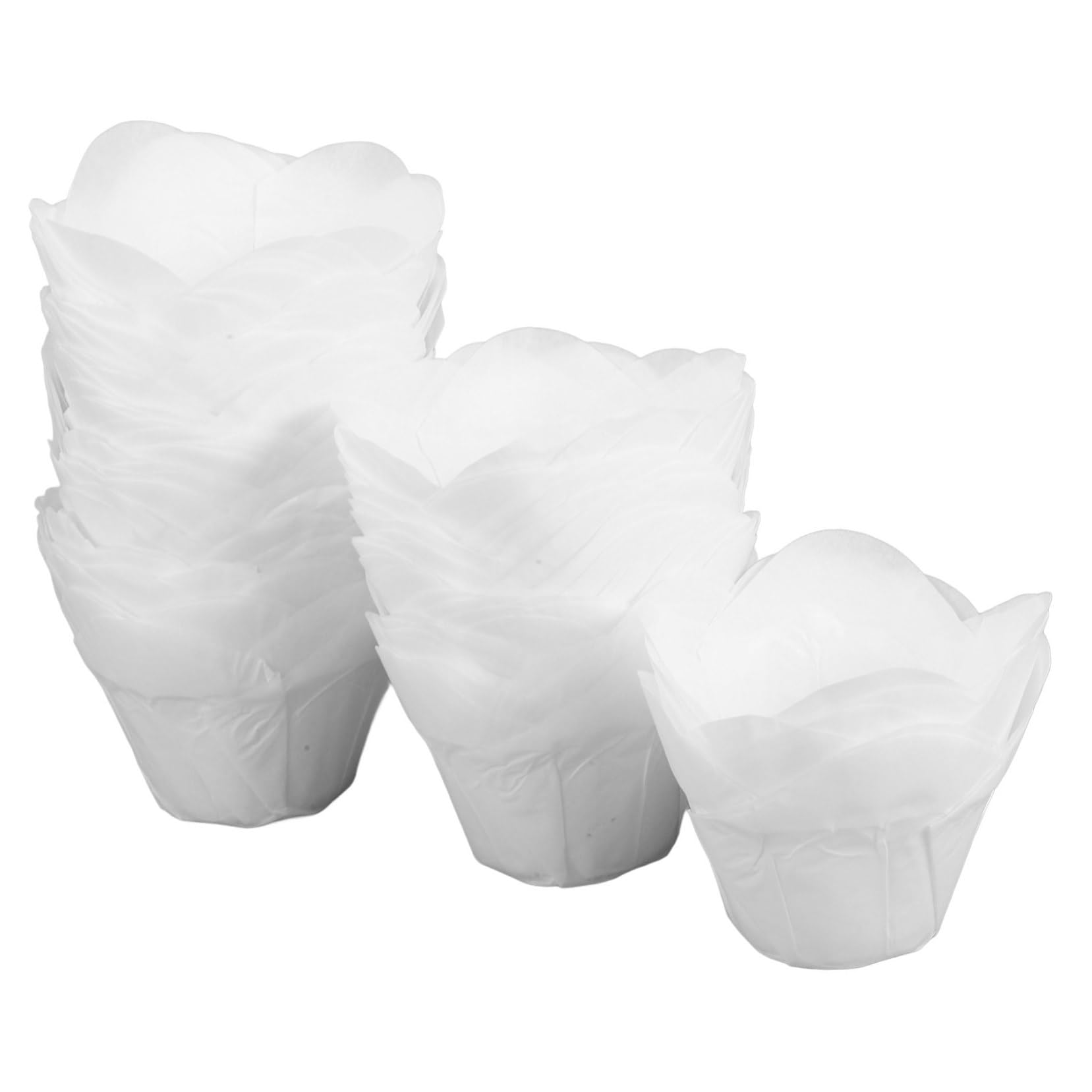 200 Piezas Tulip Muffin Liners Greaseproof Baking Cups Lotus Style Nonstick Oil-resistant Standard Paper Wrappers For Cupcakes Desserts Parties