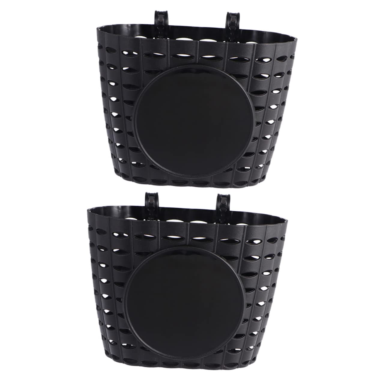 2Pcs Kids Plastic Bicycle Basket Front Handlebar for Boys and Girls, Detachable Storage Bike Basket Crafts Bike Decoration Accessories Kit Black