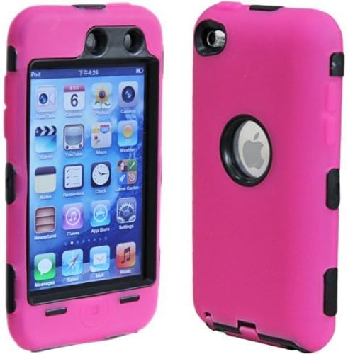 Deluxe Pink 3-part Hard/Skin Case Cover For iPod Touch 4 4G 4th Gen