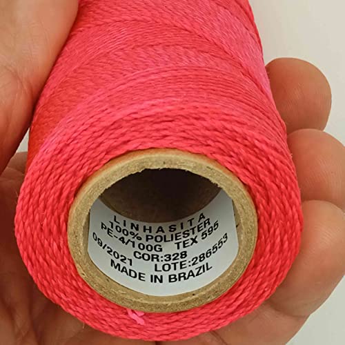 Linhasita Waxed Thread 100 g / 170 m Polyester 1 mm Thick Macrame, 30 Colours Phosphorous Pink, Pink Neon - Image 3