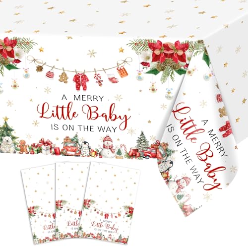 3 Pcs Christmas Baby Shower Tablecloth Christmas Baby Shower Decorations