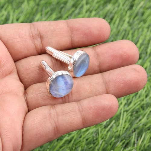 Mancuernillas de Plata 925 con Piedra Luna para Hombre miniatura 6