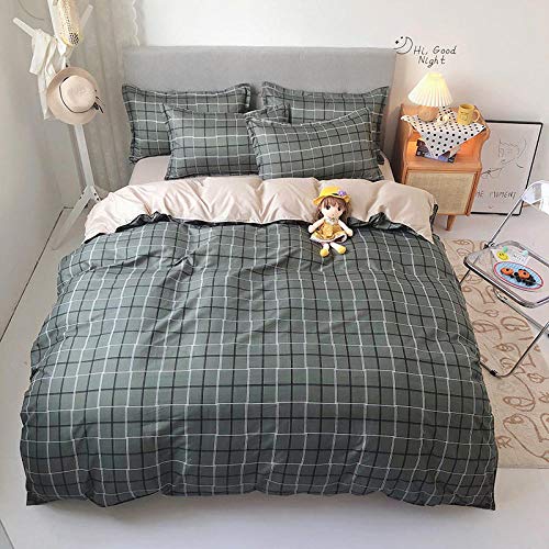 AHKGGM Juego de Ropa de Cama de 4 Piezas 200x230 cm Geometría Verde Oliva Juego de Fundas de Edredón Microfibra Reversible 1 Funda Nórdica + 1 Sábana encimera + 2 Funda de Almohada