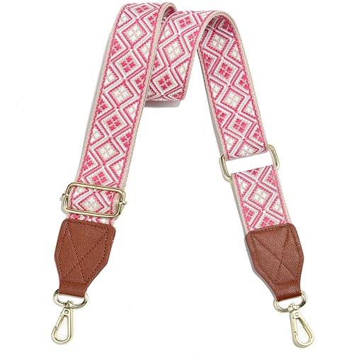Image of Purse Strap,1.5 inch Leather End Shoulder Strap Adjustable Replacement,Retro Multi-Pattern Crossbody Bag Straps