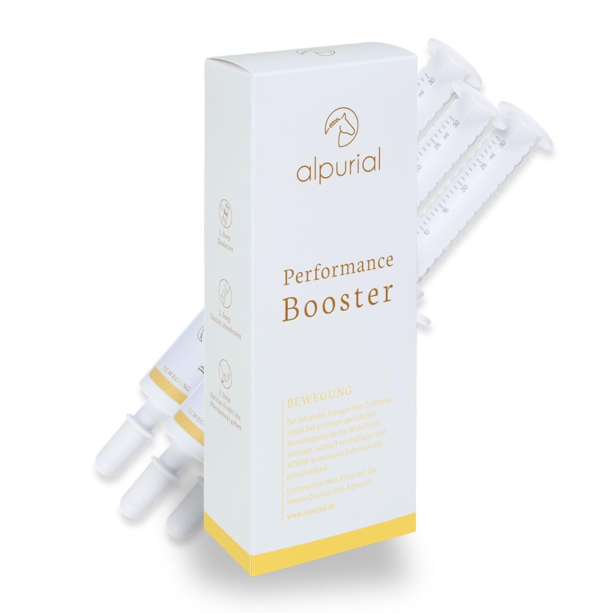 Performance Booster - Ergänzungsfuttermittel für Pferde - Paste für intensives Training, Turniere & hohe Belastung - mit B-Vitaminen, Vitamin E, Lysin & Methionin - ADMR-konform (3 x 30 ml)