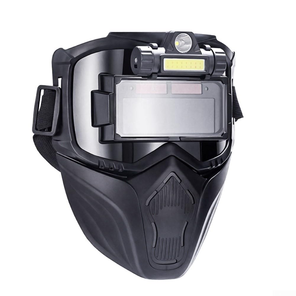 Casco de soldadura con atenuación automática, protector facial desmontable con lente de color real y diadema ajustable, protección de temperatura y chispas, para soldadura, chorro de arena, pulido (2)