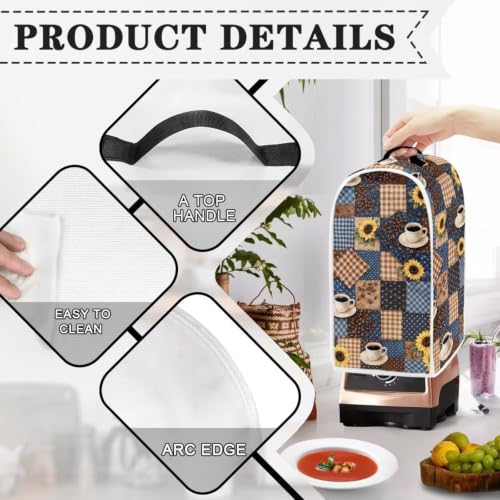 Image of Coffee Plaid Blender Dust Cover Appliance Covers for Kitchen