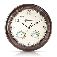 Geevon 12 " Vintage Wall Clock Non Ticking with Hygrometer and Thermometer Combo,Battery Operated photo Geevon 12 " Vintage Wall Clock Non Ticking with Hygrometer and Thermometer Combo,Battery Operated