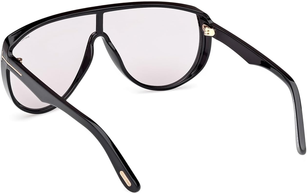 Tom Ford FT1182 01A Sunglasses Shiny Black/Photochromic Light Grey Shield 138mm