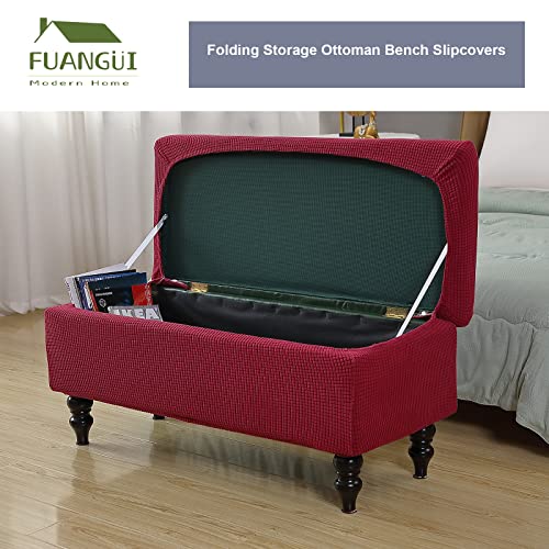 Image of FUANGUI Ottoman Cover Stretch Storage Ottoman Bench Slipcover Printed Folding Storage Bench Ottoman Cover Footrest Stool Slipcover Footstool Protector Cover with Elastic Bottom,Medium