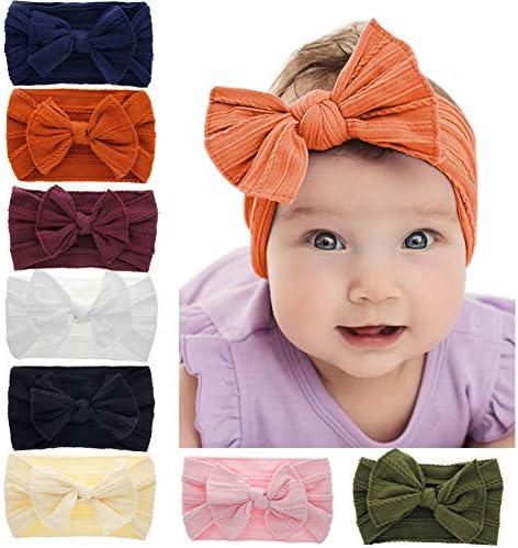 Baby Bow Headbands Turban Knotted, Girl's Hairbands for Newborn,Toddler and Childrens (8 Pack)