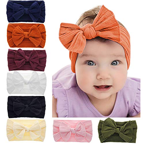 Image of Baby Bow Headbands Turban Knotted, Girl's Hairbands for Newborn,Toddler and Childrens (8 Pack)