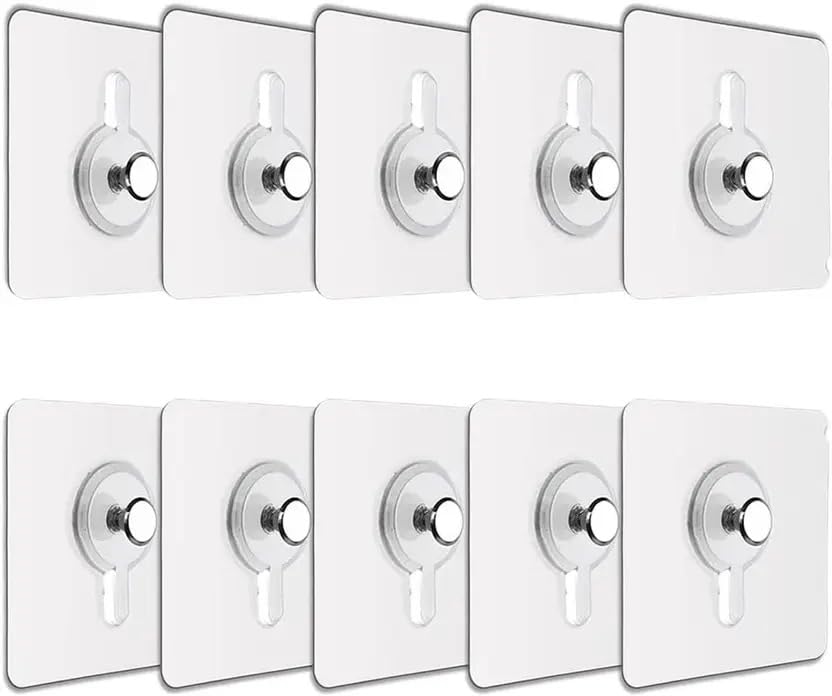 Photo Frame Hooks for Wall Without Drilling, 10 Pack Self Adhesive Hooks for Wall Heavy Duty Strong Nail Free for Hanging Photo Frame (Hanging Hook, Transparent) Stainless Steel