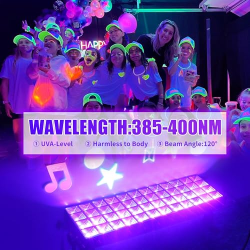 Image of 2 Pcs 100W LED Black Light Bar, IP66 Waterproof Blacklight with 6ft Cord Switch, Black Lights for Neon Glow Party Fluorescent Poster Body Paint Birthday Bedroom Classroom Halloween Christmas