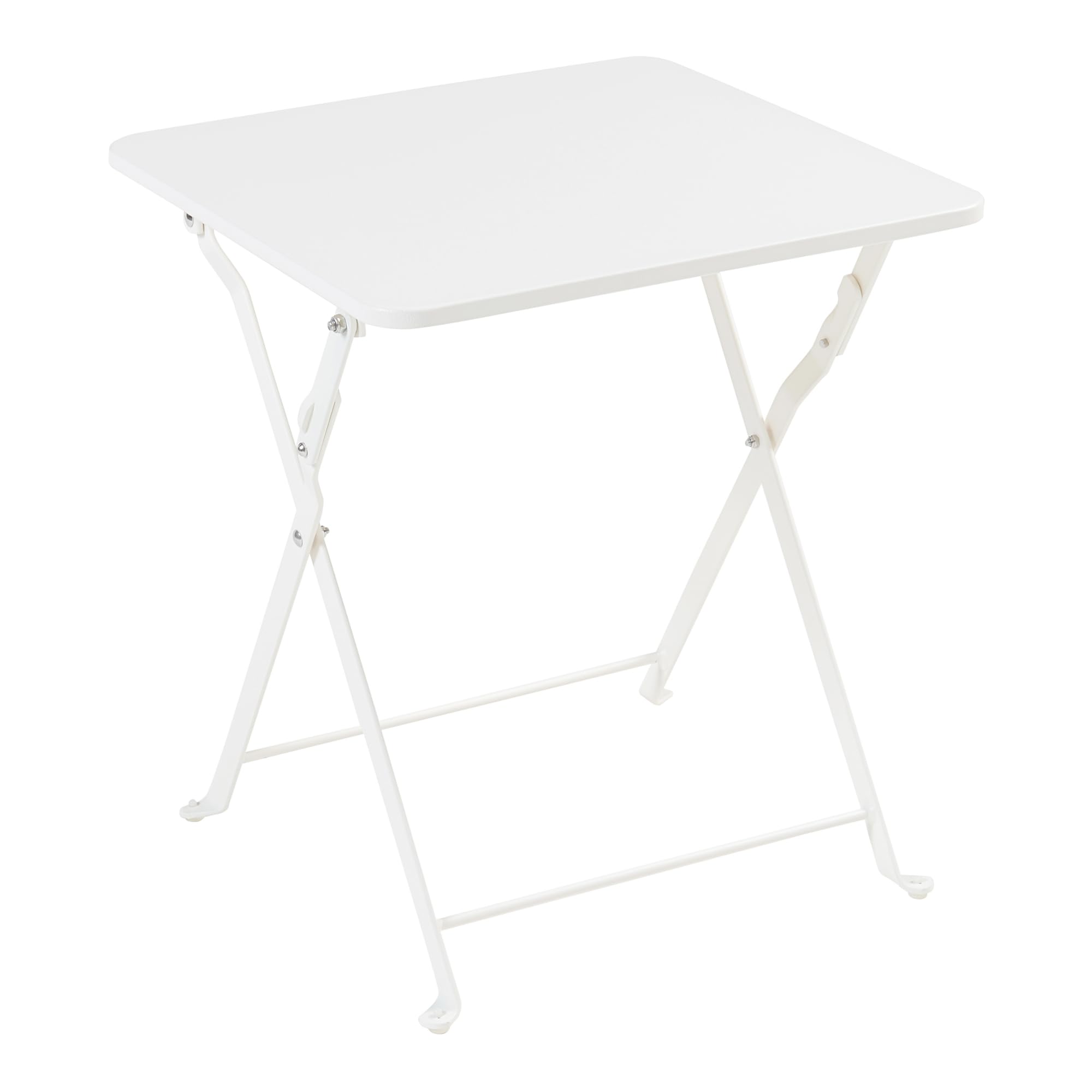 [en.casa] Table de Jardin Pliante Table Basse avec Plateau Carré pour Extérieur Jardin Terrasse Balcon Patio Camping Intérieur Capacité de Charge 15 kg Acier 45 x 40 x 40 cm Blanc