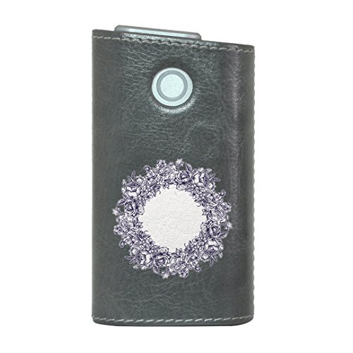 glo グロー グロウ 専用 レザーケース レザーカバー タバコ ケース カバー 合皮 ハードケース カバー 収納 デザイン 革 皮 GRAY グレー リース アンティーク フラワー 009661