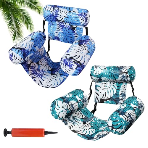 Fauteuil Gonflable Piscine Adulte, Hamac Flottant Piscine avec Accoudoirs Chaises, 4 en 1 Chaise Gonflable Piscines avec Dossiers Confort, Idéal pour Été,...
