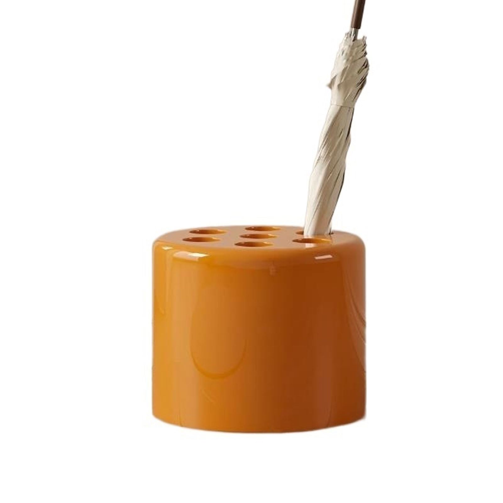 Yinj9562fg Umbrella Stand 7-Holes Umbrella Holder Storage Rack, Round Stand Bucket Bin, Entrance Stool, for Entryway Home Office Shopping Mall Entrance(Orange)