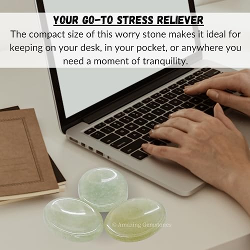 Image of Amazing Gemstone Green Aventurine Worry Stone Crystals and Healing Stones - Worry Stones for Stress Relief Gifts - Piedra Crystal Fidget for Meditation - Unique Stocking Stuffers and Birthday Gifts