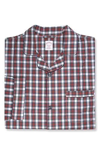 Brooks Brothers Mens Cotton Mixed Plaids Two Piece Pajama Shirt and Pants Lounge Set,