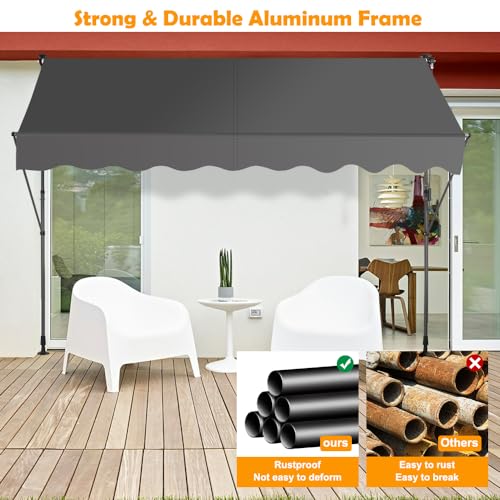 Smonter ZYP-G3 Manual Retractable Awning, 118 Inch Non-Screw Outdoor Patio Awning Sunshade Shelter thumb #6